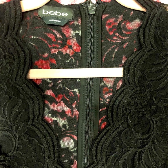 Bebe- LACE JUMPSUIT- never worn. Lace long sleeve, pants, shorts underneath. - Picture 3 of 4
